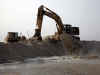 Pumping sand into the reclamation area