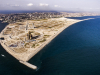 An aerial image of Eko Atlantic from the above the entrance to the Lagos Channel. The city is taking shape more and more everyday.